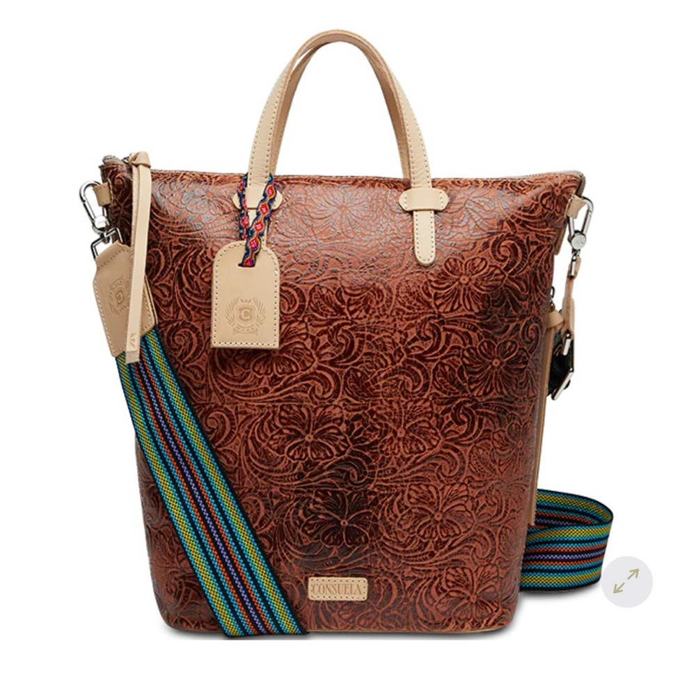 Consuela Sally Sling Embossed Brown Tote